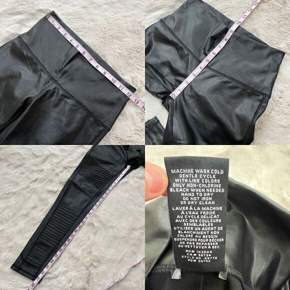 7 For All Mankind Vegan Faux Leather Moto Leggings Pants Bikercore Black size S - Picture 12 of 12